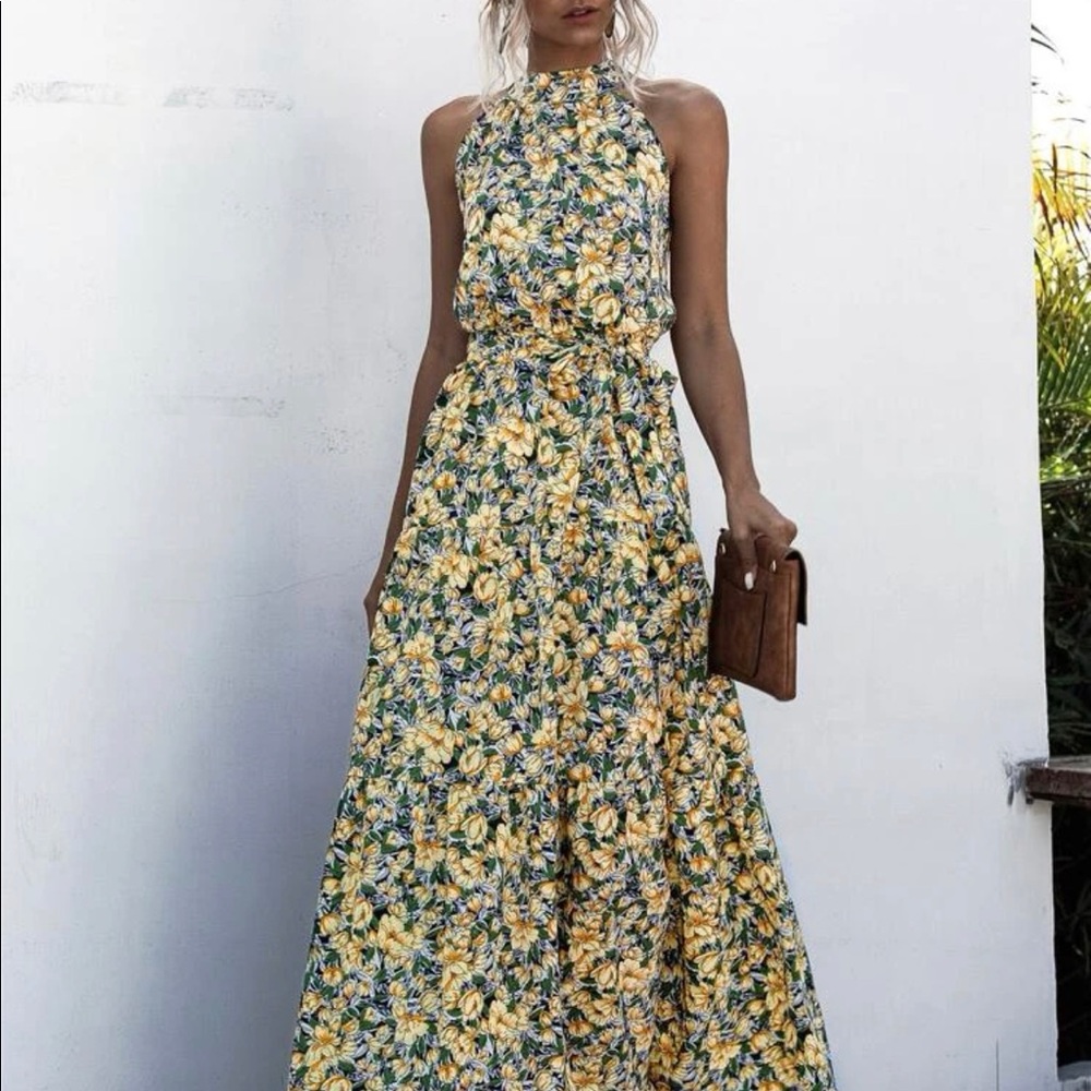 STEVIE Floral Print Maxi Halter Dress - Picture 2 of 2